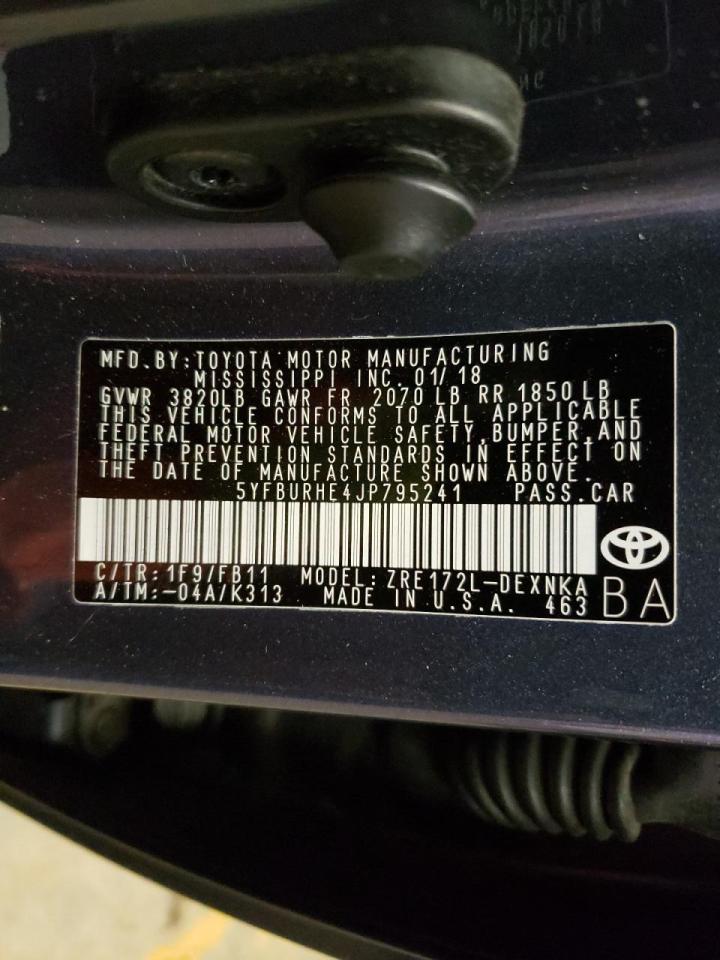 Photo 10 from auction – 2018 TOYOTA COROLLA L with VIN 5YFBURHE4JP795241