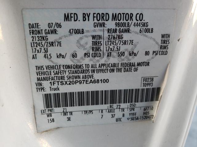 Photo 10 from auction – 2007 FORD F250 SUPER with VIN 1FTSX20P97EA68100