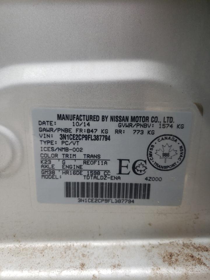 Photo 10 from auction – 2015 NISSAN VERSA NOTE with VIN 3N1CE2CP9FL387794
