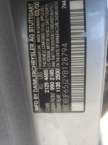 Photo 10 from auction – 2000 MERCEDES-BENZ E 320 with VIN WDBJF65J2YB128794