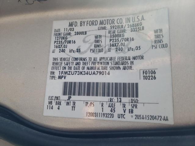 Photo 10 from auction – 2004 FORD EXPLORER X with VIN 1FMZU73K34UA79014
