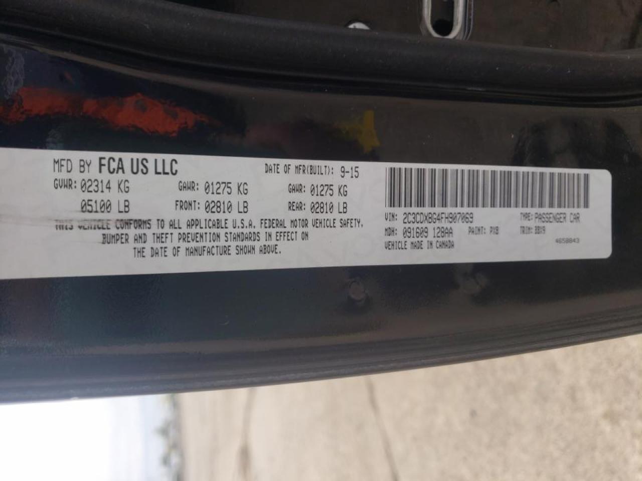 Photo 10 from auction – 2015 DODGE CHARGER with VIN 2C3CDXBG4FH907069