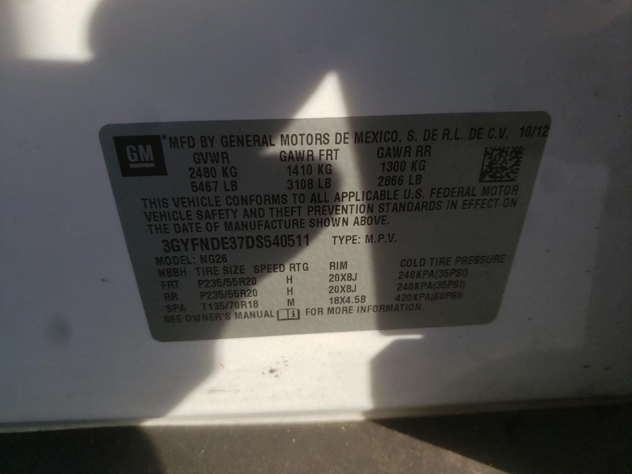 Photo 10 from auction – 2013 CADILLAC SRX PERFOR with VIN 3GYFNDE37DS540511