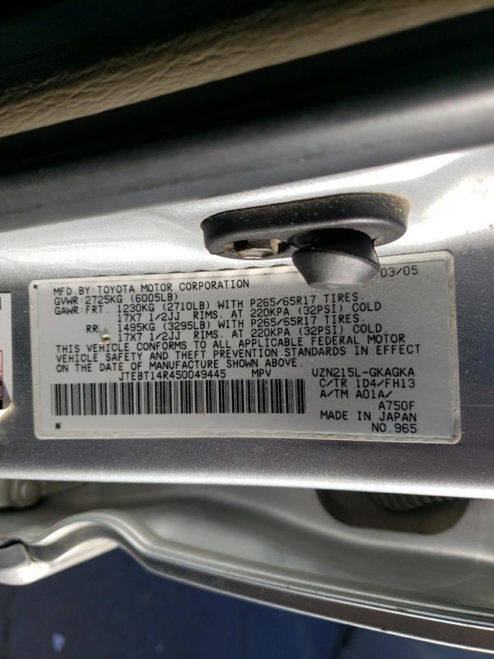 Photo 10 from auction – 2005 TOYOTA 4 RUNNER with VIN JTEBT14R450049445