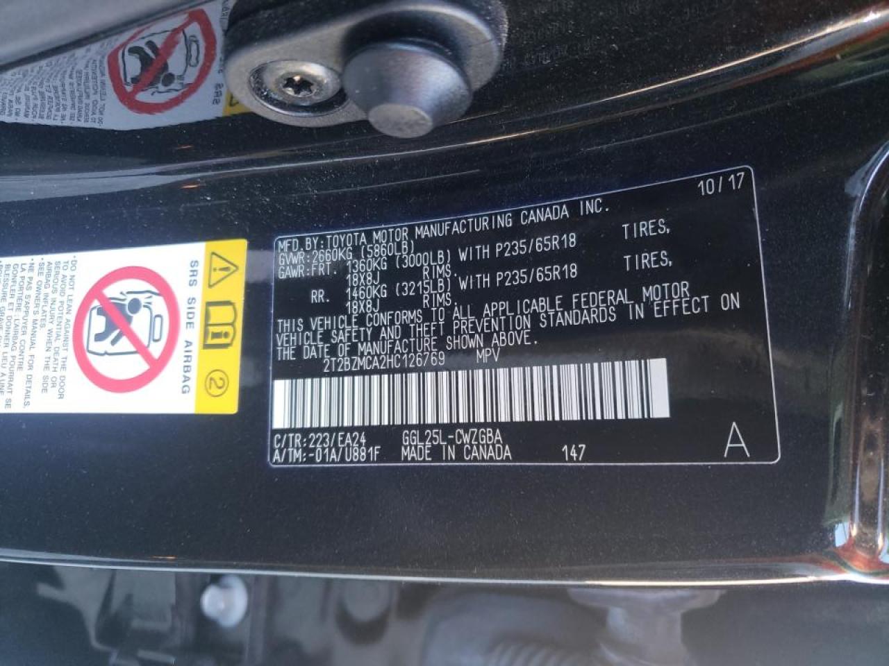 Photo 10 from auction – 2017 LEXUS RX 350 BAS with VIN 2T2BZMCA2HC126769