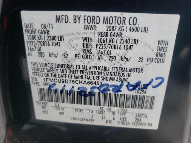 Photo 10 from auction – 2012 FORD ESCAPE XLT with VIN 1FMCU9D75CKA56453