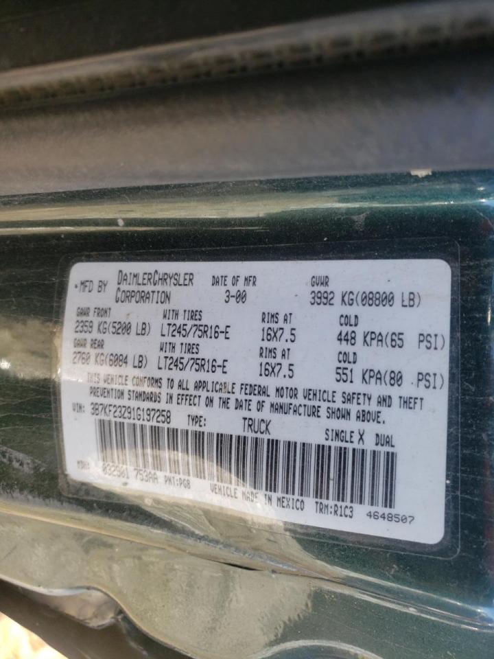 Photo 10 from auction – 2001 DODGE RAM 2500 with VIN 3B7KF23Z91G197258