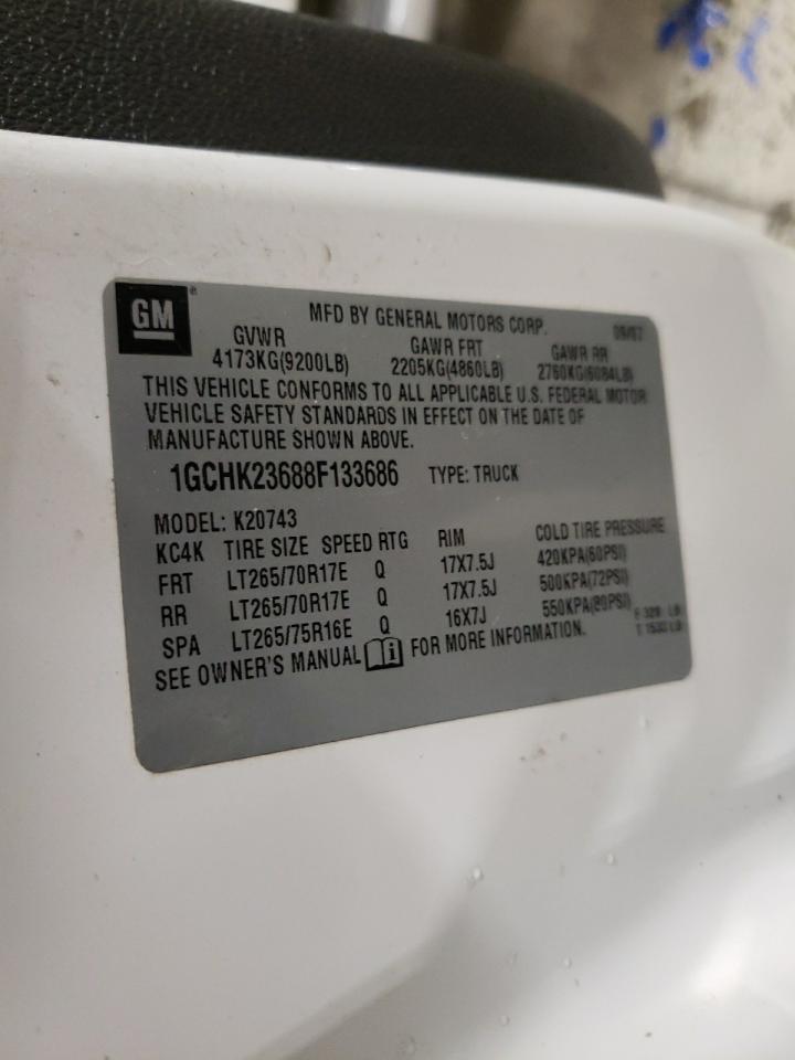 Photo 10 from auction – 2008 CHEVROLET SILVERADO with VIN 1GCHK23688F133686