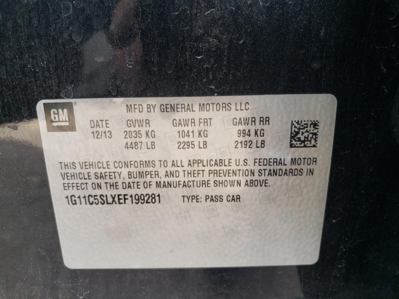 Photo 10 from auction – 2014 CHEVROLET MALIBU 1LT with VIN 1G11C5SLXEF199281