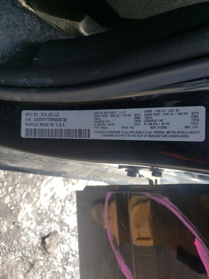 Photo 10 from auction – 2021 RAM 1500 BIG H with VIN 1C6SRFFT5MN680738