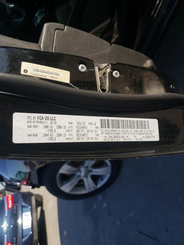 Photo 10 from auction – 2016 JEEP COMPASS SP with VIN 1C4NJCBA4GD641083