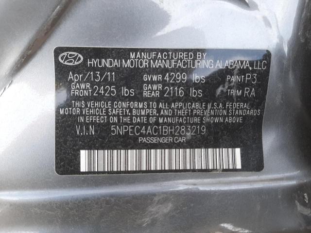 Photo 10 from auction – 2011 HYUNDAI SONATA SE with VIN 5NPEC4AC1BH283219