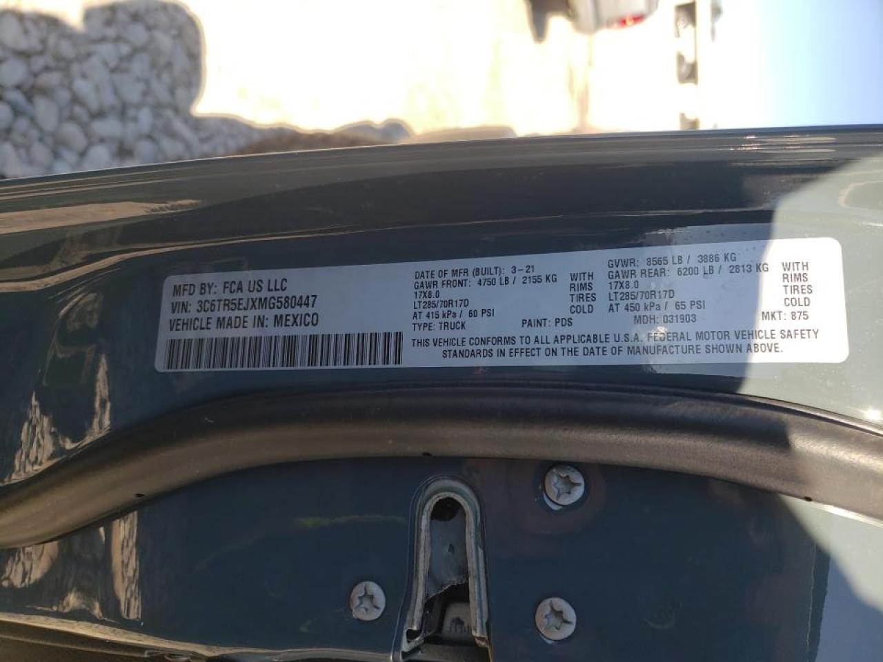 Photo 10 from auction – 2021 RAM 2500 POWER with VIN 3C6TR5EJXMG580447