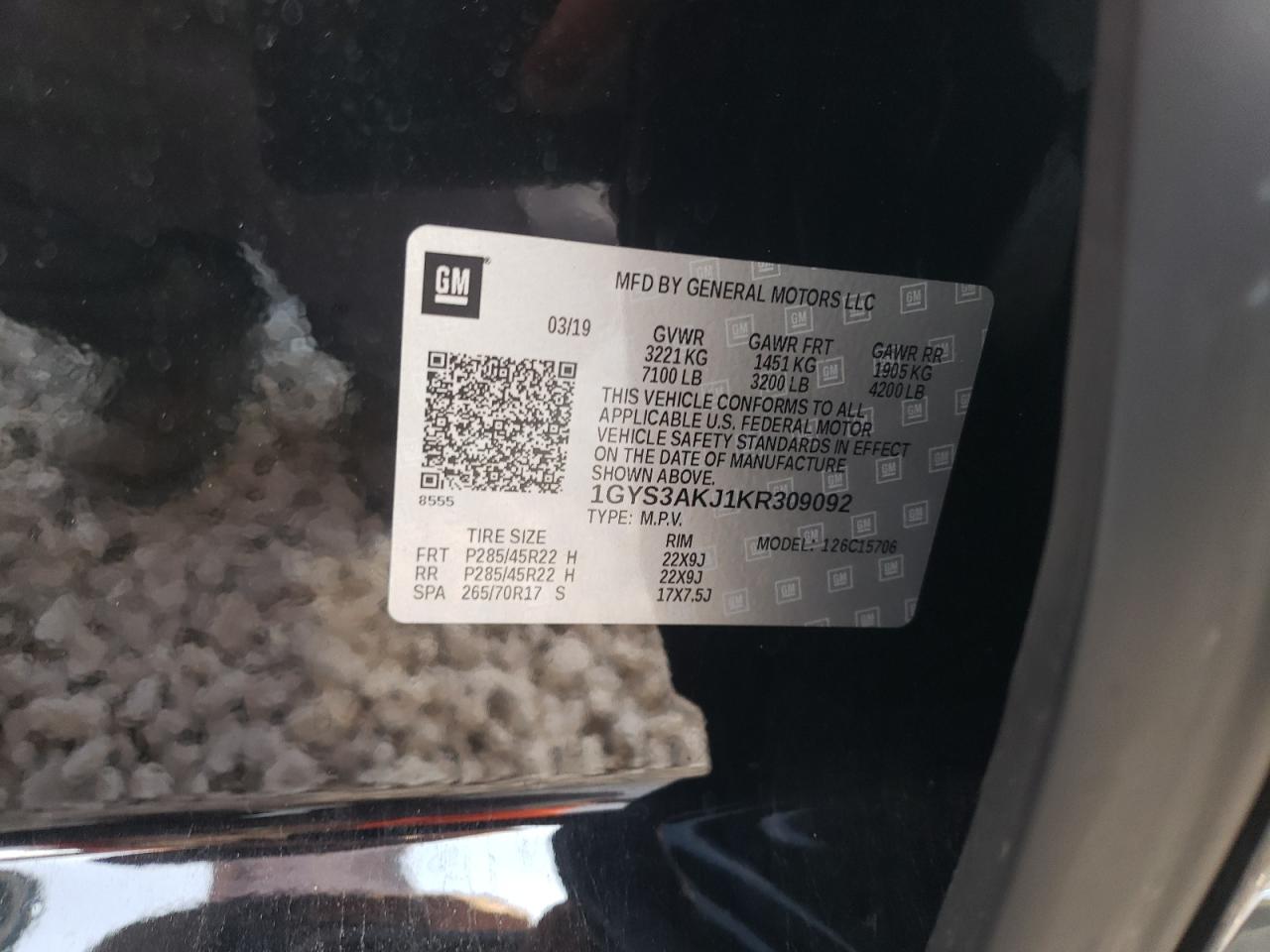 Photo 10 from auction – 2019 CADILLAC ESCALADE with VIN 1GYS3AKJ1KR309092