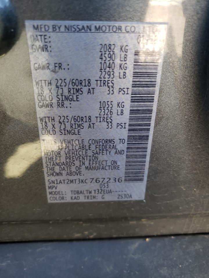 Photo 10 from auction – 2019 NISSAN ROGUE S with VIN 5N1AT2MT3KC767236