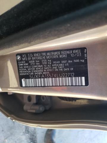 Photo 10 from auction – 2004 BMW X5 3.0I with VIN 5UXFA13574LU22712
