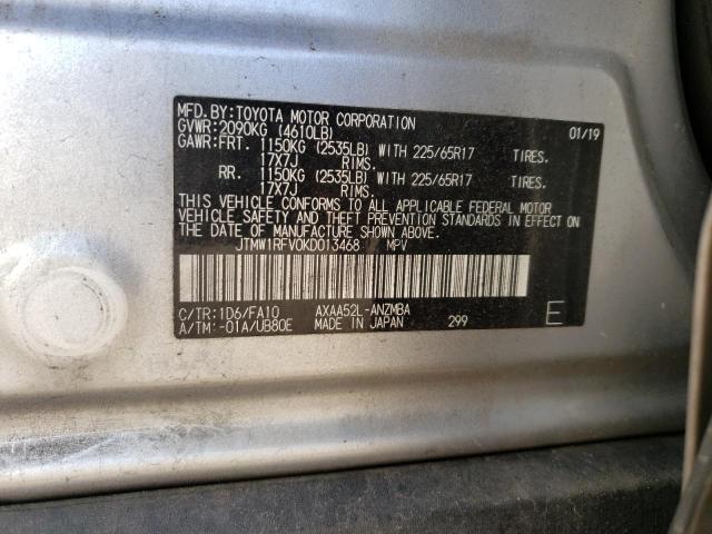 Photo 10 from auction – 2019 TOYOTA RAV4 XLE with VIN JTMW1RFV0KD013468