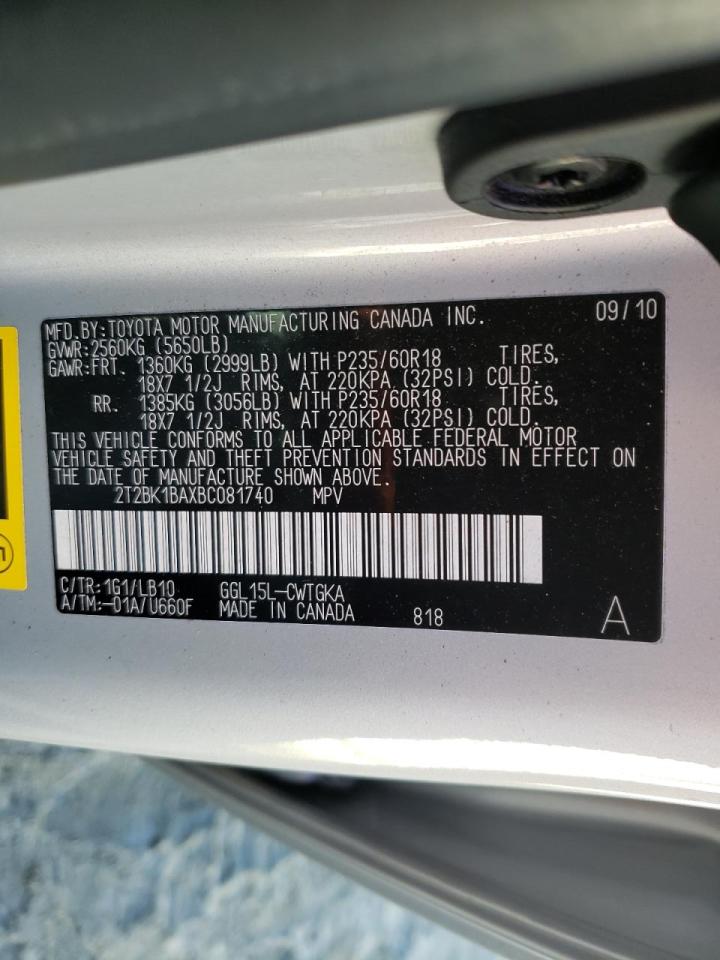 Photo 10 from auction – 2011 LEXUS RX 350 with VIN 2T2BK1BAXBC081740