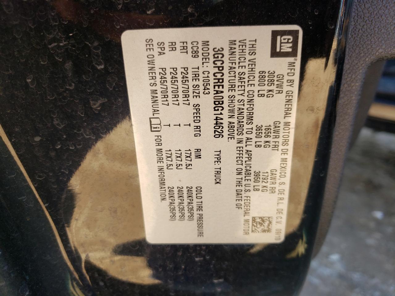 Photo 10 from auction – 2011 CHEVROLET SILVERADO with VIN 3GCPCREA0BG144626