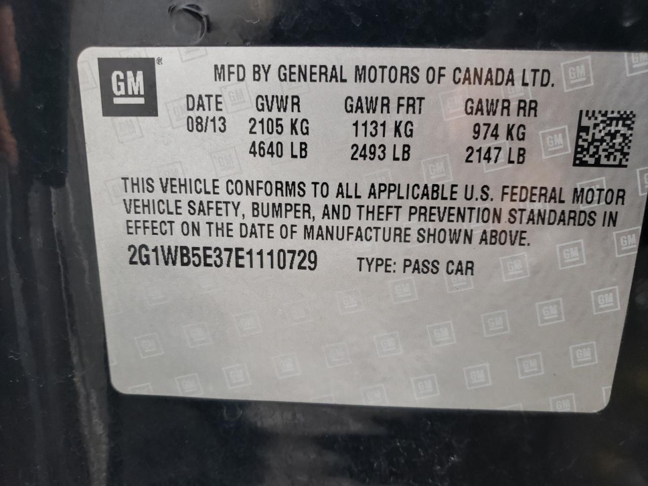 Photo 20 from auction – 2014 CHEVROLET IMPALA LIM with VIN 2G1WB5E37E1110729