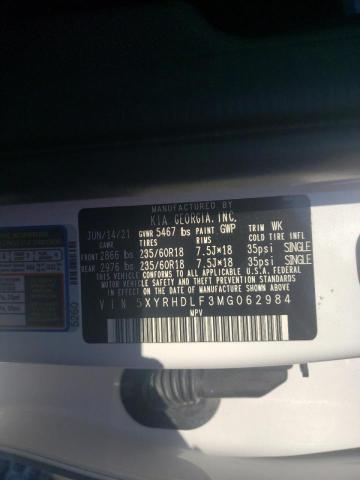 Photo 10 from auction – 2021 KIA SORENTO with VIN 5XYRHDLF3MG062984