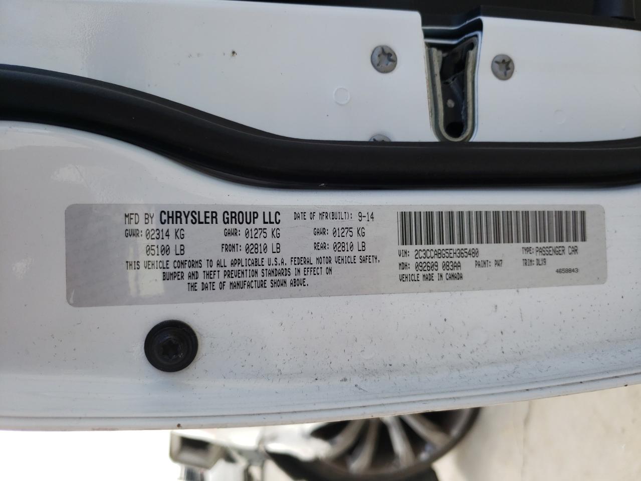 Photo 10 from auction – 2014 CHRYSLER 300 S with VIN 2C3CCABG5EH365480