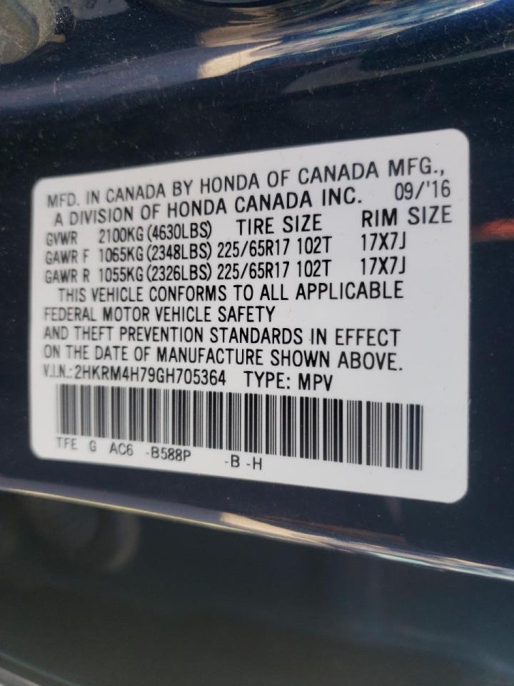 Photo 10 from auction – 2016 HONDA CR-V EXL with VIN 2HKRM4H79GH705364