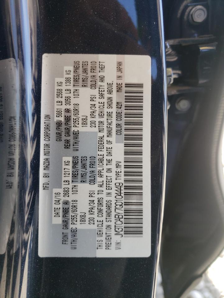 Photo 10 from auction – 2016 MAZDA CX-9 TOURI with VIN JM3TCABY7G0104449