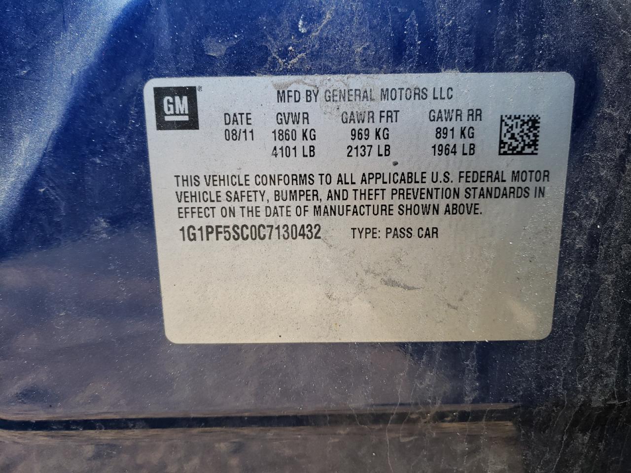Photo 10 from auction – 2012 CHEVROLET CRUZE LT with VIN 1G1PF5SC0C7130432