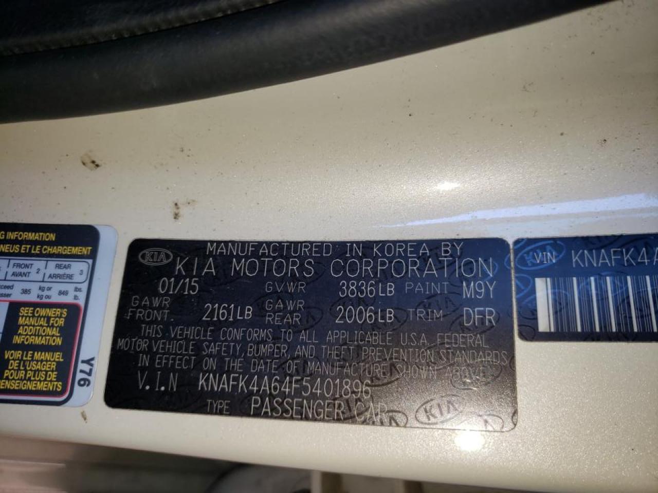 Photo 10 from auction – 2015 KIA FORTE LX with VIN KNAFK4A64F5401896