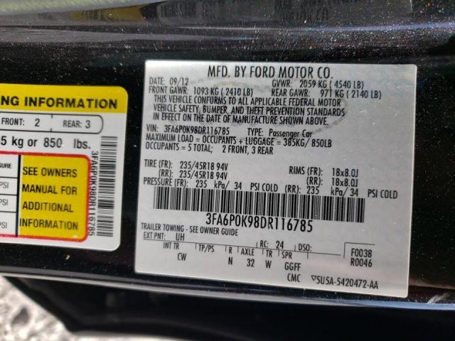 Photo 10 from auction – 2013 FORD FUSION TIT with VIN 3FA6P0K98DR116785
