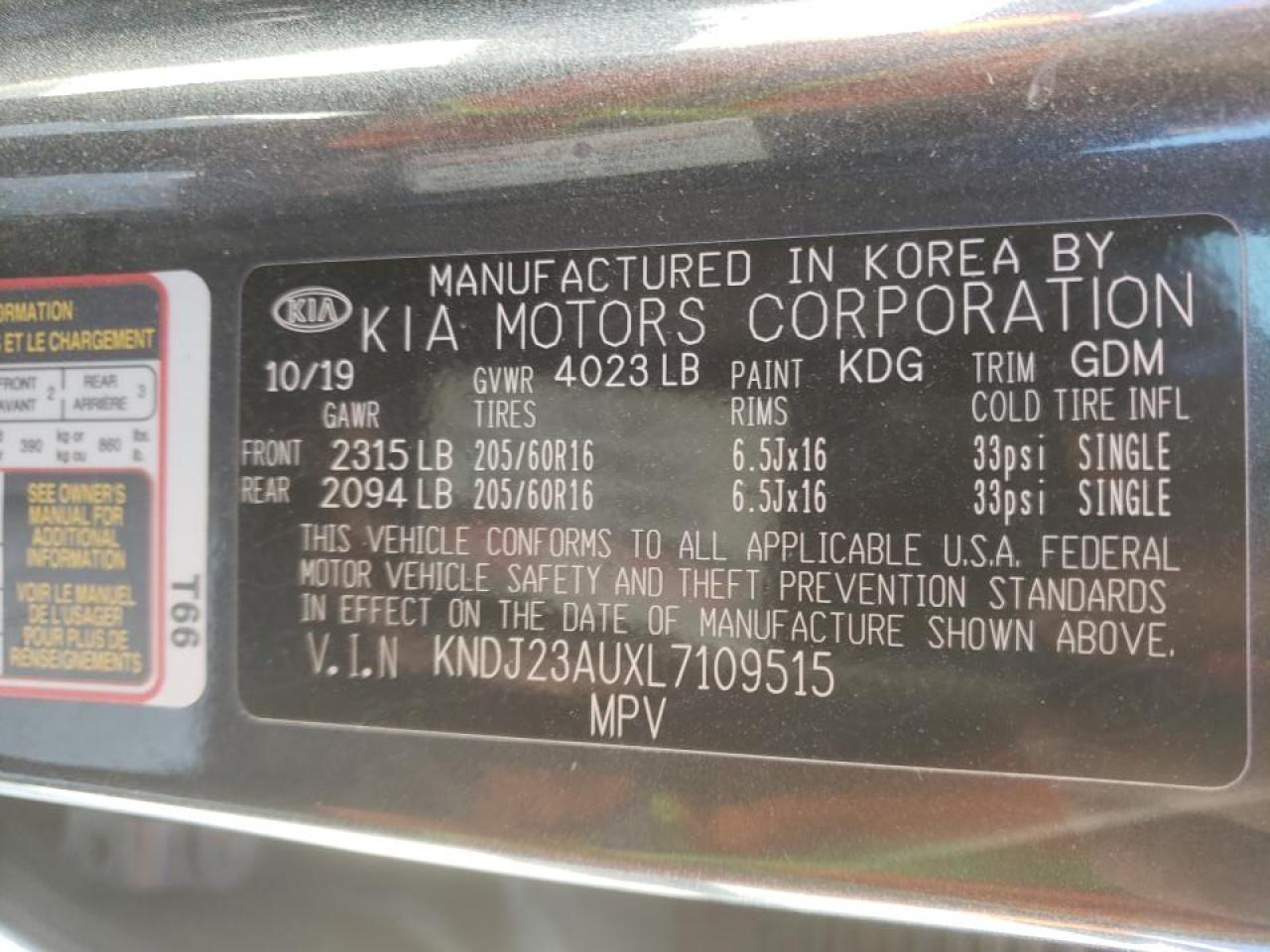 Photo 10 from auction – 2020 KIA SOUL LX with VIN KNDJ23AUXL7109515
