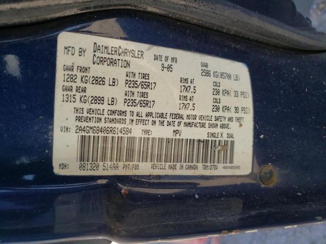 Photo 10 from auction – 2006 CHRYSLER PACIFICA T with VIN 2A4GM68406R614584
