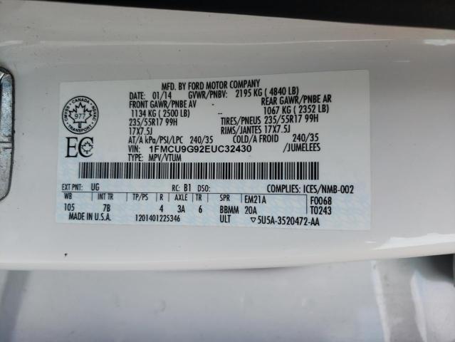 Photo 10 from auction – 2014 FORD ESCAPE SE with VIN 1FMCU9G92EUC32430