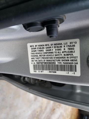 Photo 10 from auction – 2013 HONDA CIVIC LX with VIN 19XFB2F58DE063203