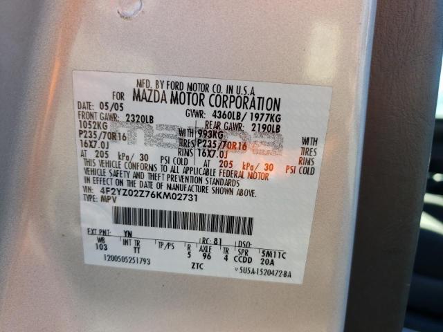Photo 10 from auction – 2006 MAZDA TRIBUTE I with VIN 4F2YZ02Z76KM02731