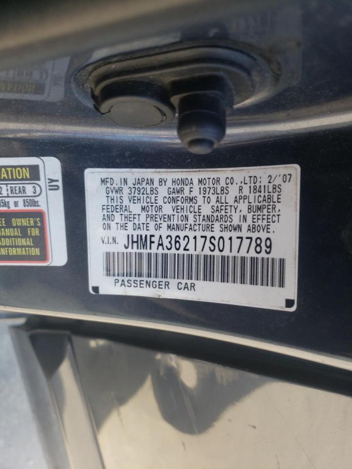 Photo 10 from auction – 2007 HONDA CIVIC HYBR with VIN JHMFA36217S017789