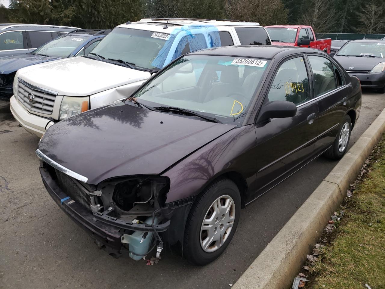 Photo 2 from auction – 2001 HONDA CIVIC LX with VIN 2HGES16581H534547