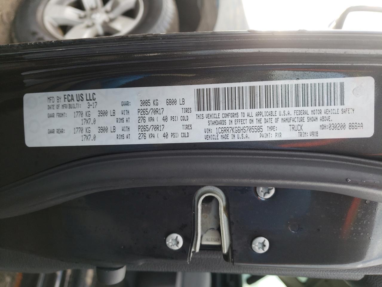 Photo 10 from auction – 2017 RAM 1500 ST with VIN 1C6RR7KG6HS705585