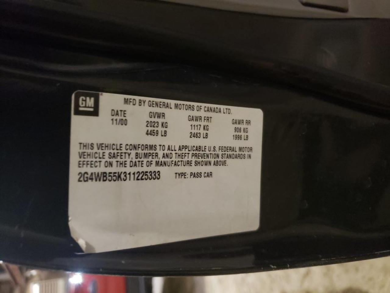 Photo 10 from auction – 2001 BUICK REGAL LS with VIN 2G4WB55K311225333