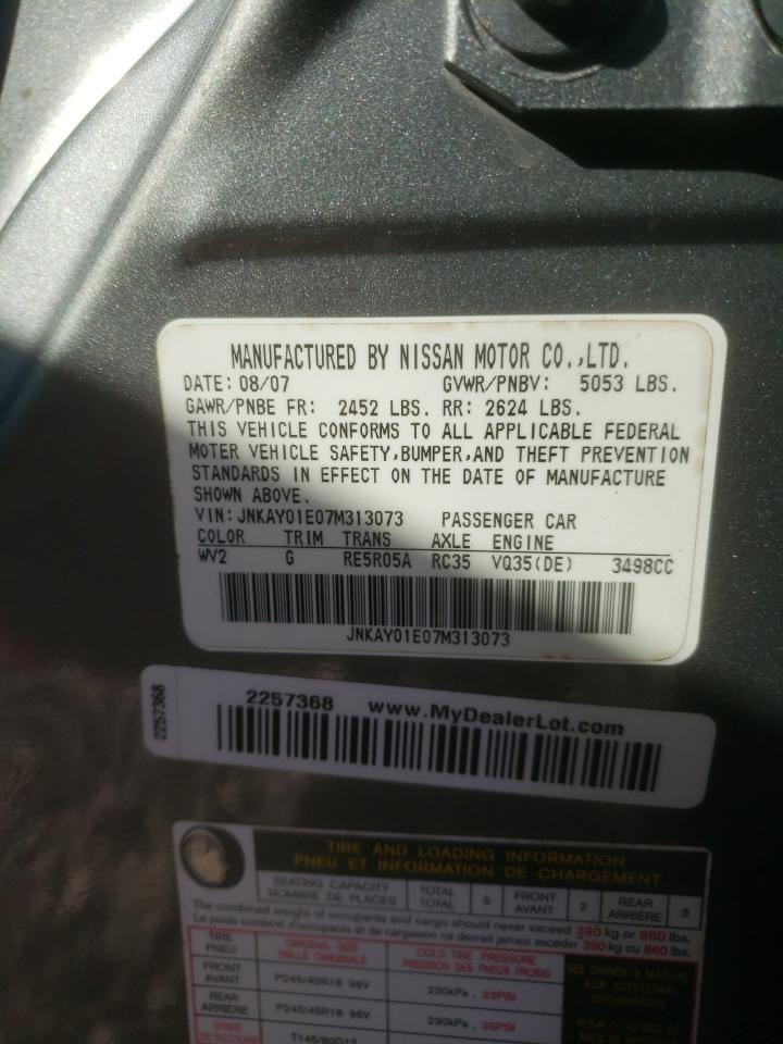 Photo 10 from auction – 2007 INFINITI M35 BASE with VIN JNKAY01E07M313073
