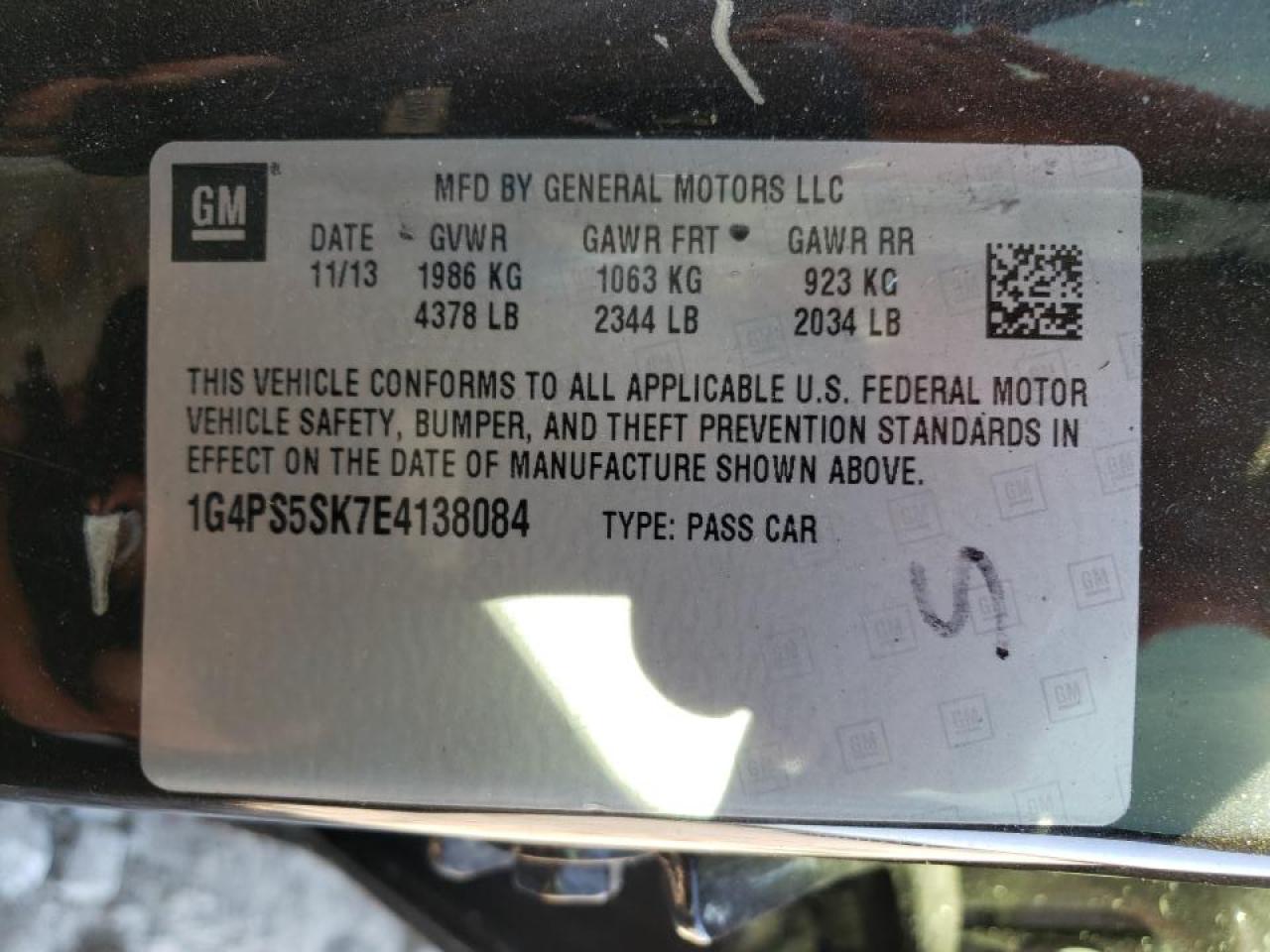 Photo 10 from auction – 2014 BUICK VERANO with VIN 1G4PS5SK7E4138084