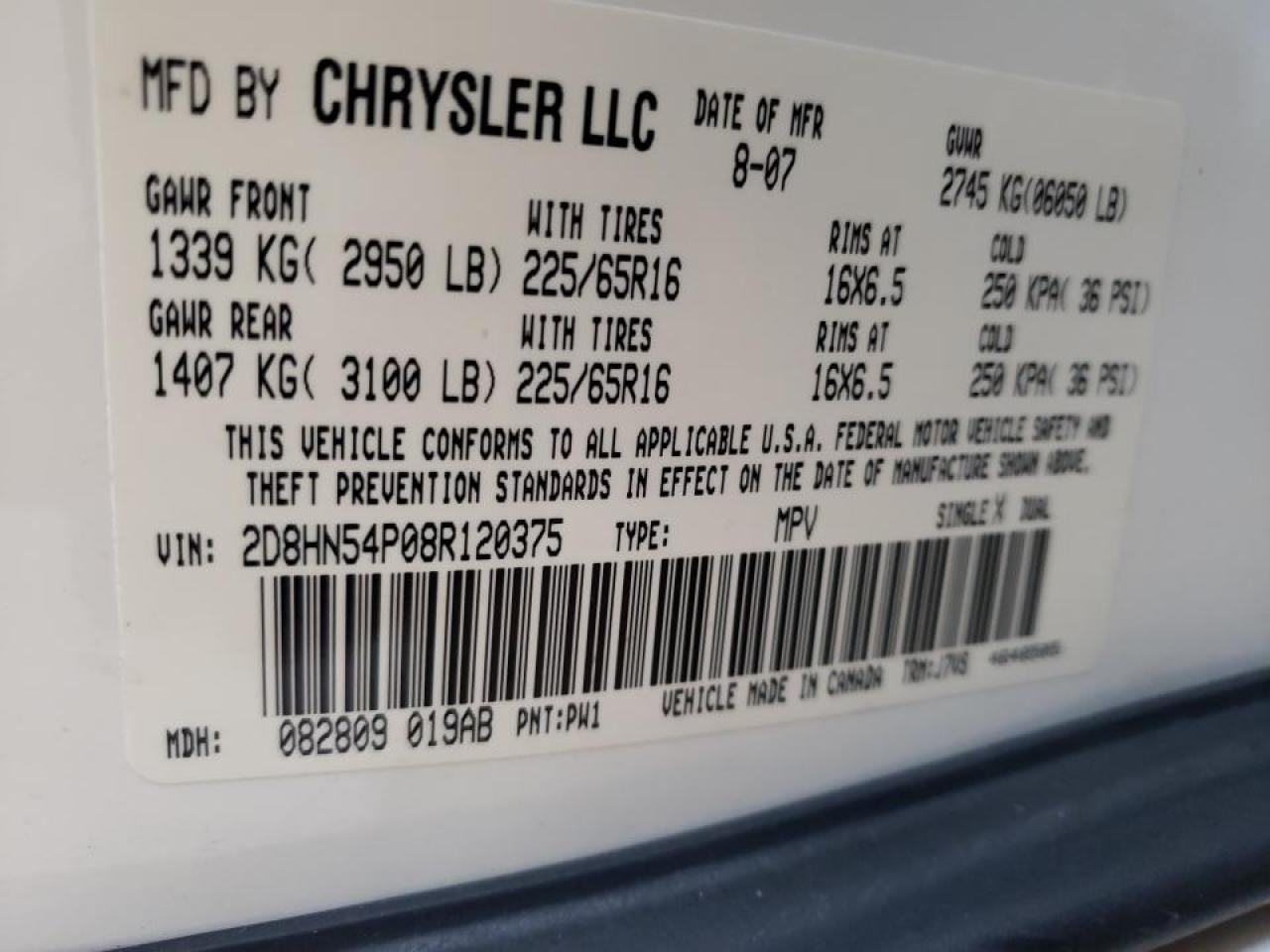 Photo 10 from auction – 2008 DODGE GRAND CARA with VIN 2D8HN54P08R120375