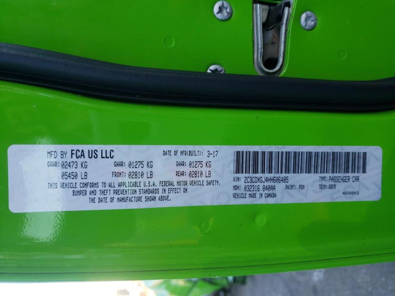 Photo 10 from auction – 2017 DODGE CHARGER R/ with VIN 2C3CDXGJ4HH606485