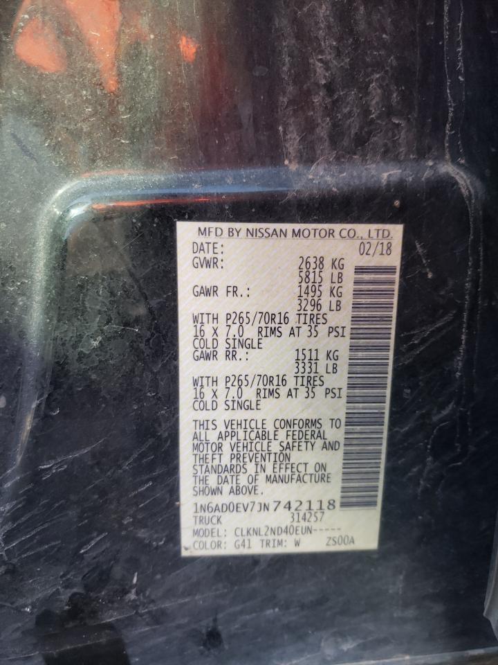 Photo 10 from auction – 2018 NISSAN FRONTIER S with VIN 1N6AD0EV7JN742118