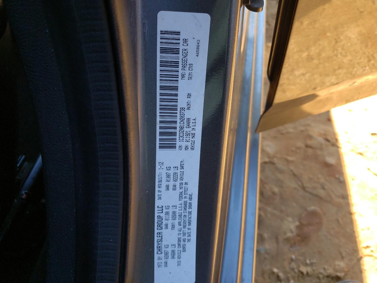 Photo 10 from auction – 2012 DODGE AVENGER SE with VIN 1C3CDZAB1CN203738