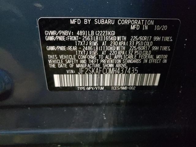 Photo 10 from auction – 2021 SUBARU FORESTER P with VIN JF2SKAFC0MH437435