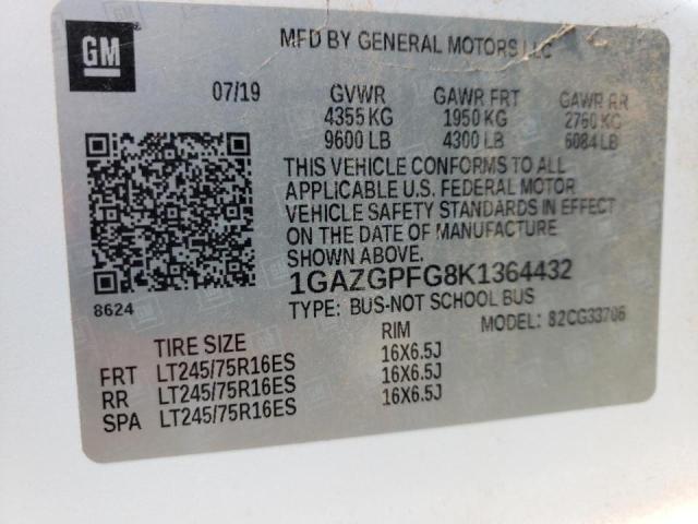 Photo 10 from auction – 2019 CHEVROLET EXPRESS G3 with VIN 1GAZGPFG8K1364432