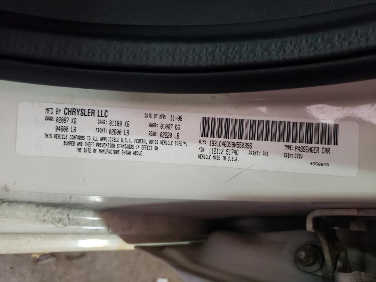 Photo 10 from auction – 2009 DODGE AVENGER with VIN 1B3LC46D59N550396