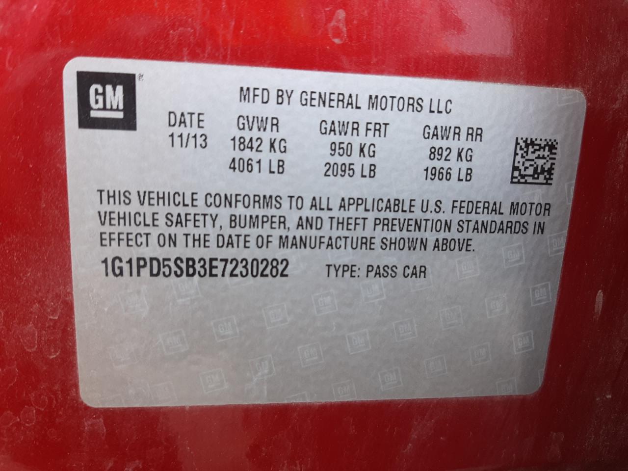 Photo 10 from auction – 2014 CHEVROLET CRUZE LT with VIN 1G1PD5SB3E7230282